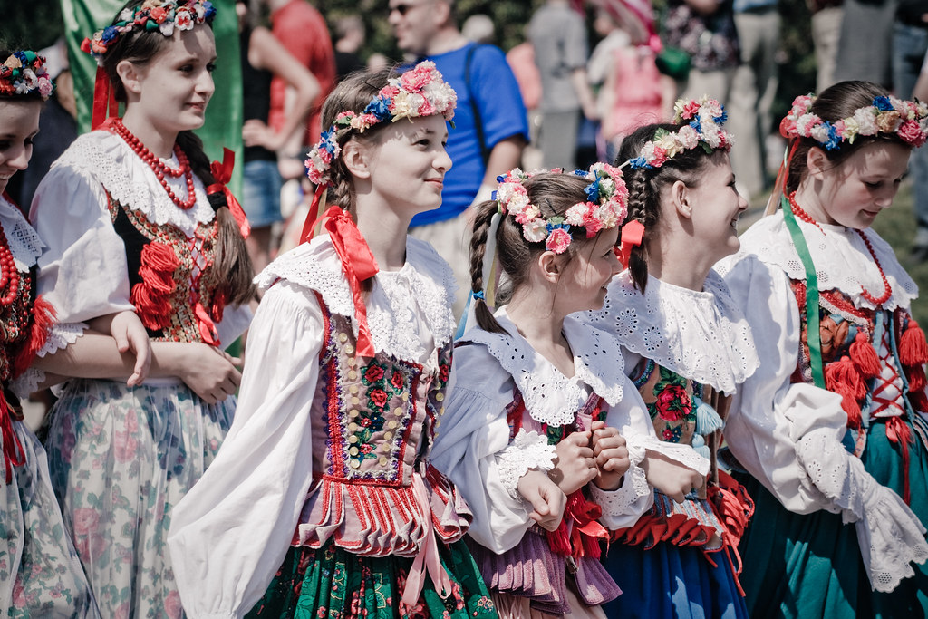 Girls Wearing Traditional Polish Folk Outfits